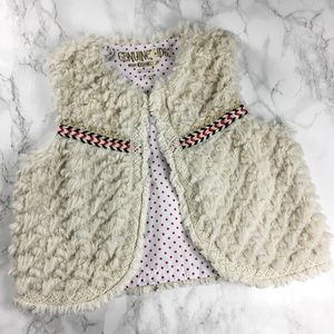 2 FOR $15!!! Fuzzy Vest with Lace & Fringe Trim